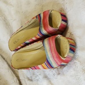 CL by Chinese Laundry Multicolor Striped Wedges